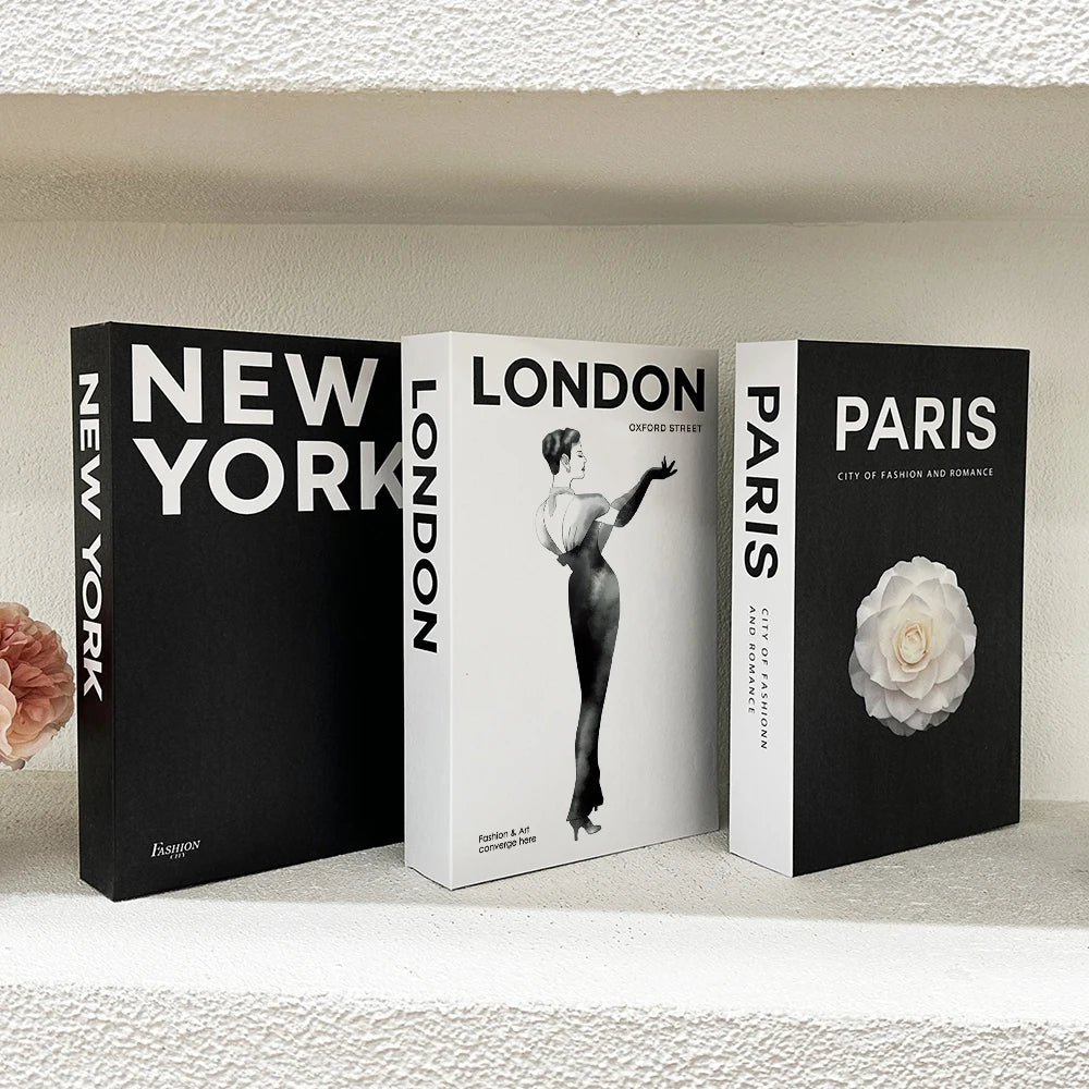 Fashion Citys Fake Books for Decoration Coffee Table Modern Home Decoration Books Simplicity Display Book Paris London New York