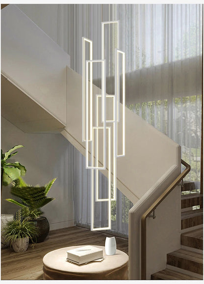 Modern Stair Led Chandeliers Lighting Home Decor Living Room Pendant Lights Duplex Villa Lamparas Loft Hanging Lamp Luminaria