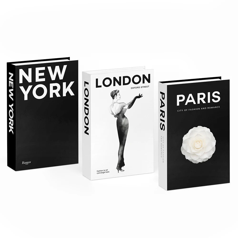 Fashion Citys Fake Books for Decoration Coffee Table Modern Home Decoration Books Simplicity Display Book Paris London New York
