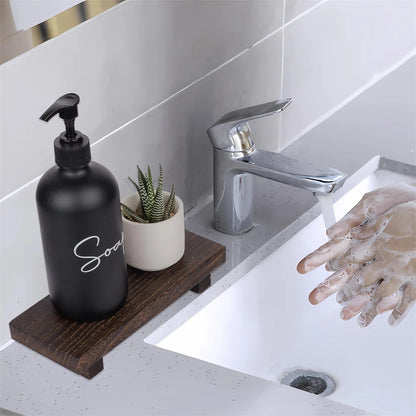 Small Wood Tray Display Stand Farmhouse Bathroom Decor Wooden Soap Pedestal Riser Kitchen Dish Holder for Vanity Counter Sink
