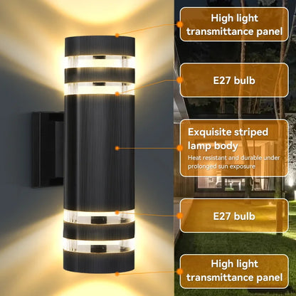 Outdoor Wall Light Up Down LED Wall Lamp Replaceable Bulb Porch Light Waterproof Exterior Sconce Light for Balcony Garden Stair