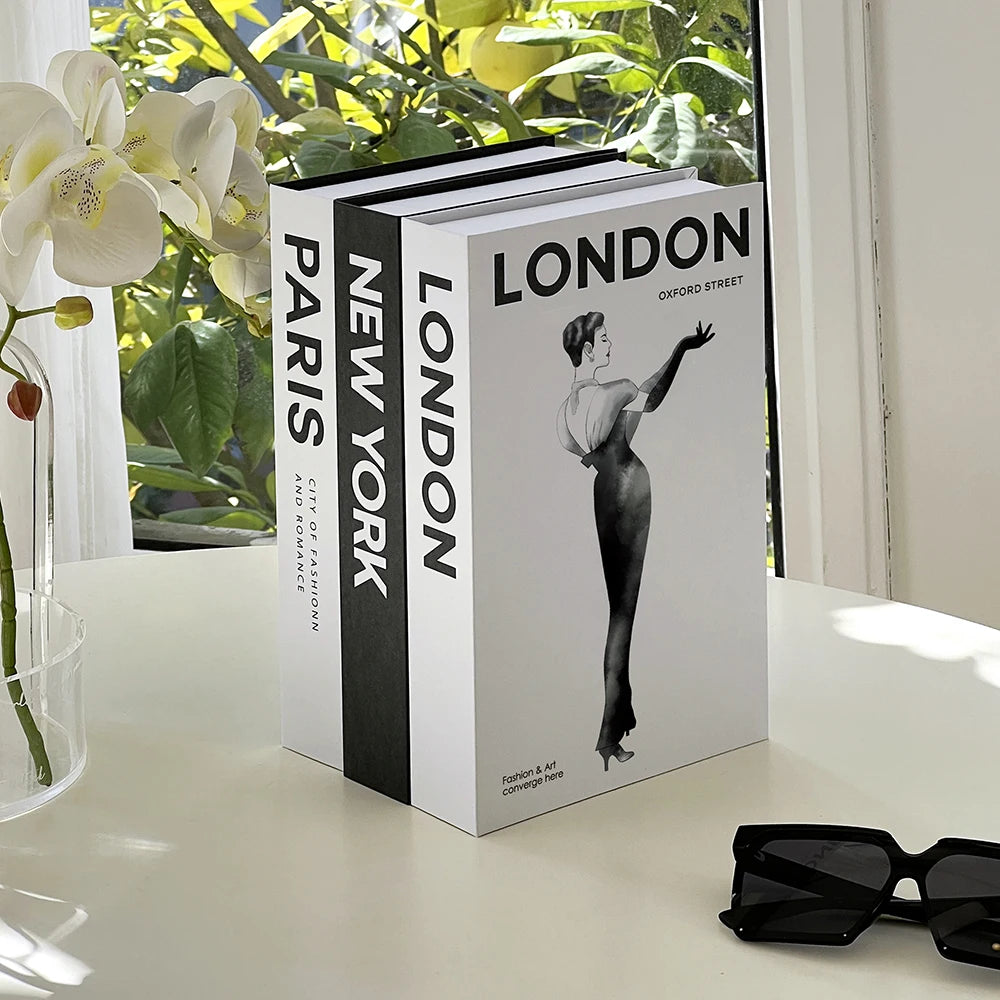 Fashion Citys Fake Books for Decoration Coffee Table Modern Home Decoration Books Simplicity Display Book Paris London New York