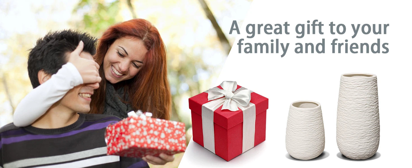 White Stoneware Ceramic Vase Set Decorative Vase Desktop Decoration Indoor Home Decor for Living room Desktop Shelf gift for Mom