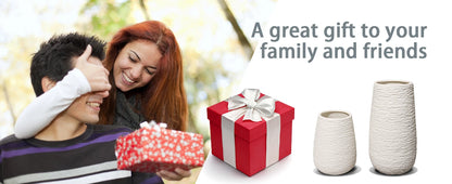 White Stoneware Ceramic Vase Set Decorative Vase Desktop Decoration Indoor Home Decor for Living room Desktop Shelf gift for Mom