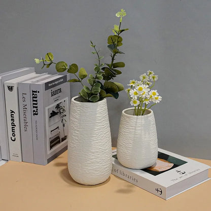 White Stoneware Ceramic Vase Set Decorative Vase Desktop Decoration Indoor Home Decor for Living room Desktop Shelf gift for Mom