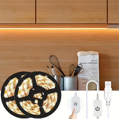 Touch-Activated LED Strip Lights - 1 Roll, USB Powered, Flexible Tape for Kitchen & Bathroom Decor, White Light