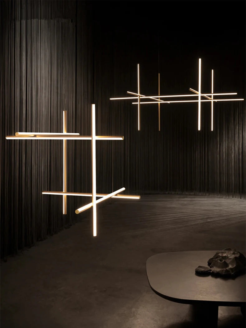 Modern Linear LED Ceiling Chandelier  Italy Designer Suspended Hanging Lamp For Hotel Decoration Dinning Room Chandelier