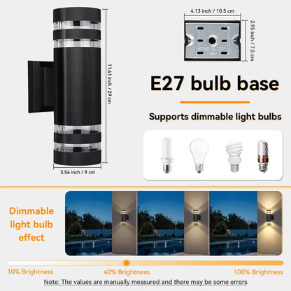 Outdoor Wall Light Up Down LED Wall Lamp Replaceable Bulb Porch Light Waterproof Exterior Sconce Light for Balcony Garden Stair