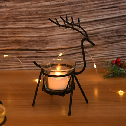 Christmas Reindeer Candle Holders Deer Iron Tealight Candlestick Xmas Decoration For Home Table Ornaments Navidad New Year Gifts