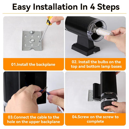 Outdoor Wall Light Up Down LED Wall Lamp Replaceable Bulb Porch Light Waterproof Exterior Sconce Light for Balcony Garden Stair