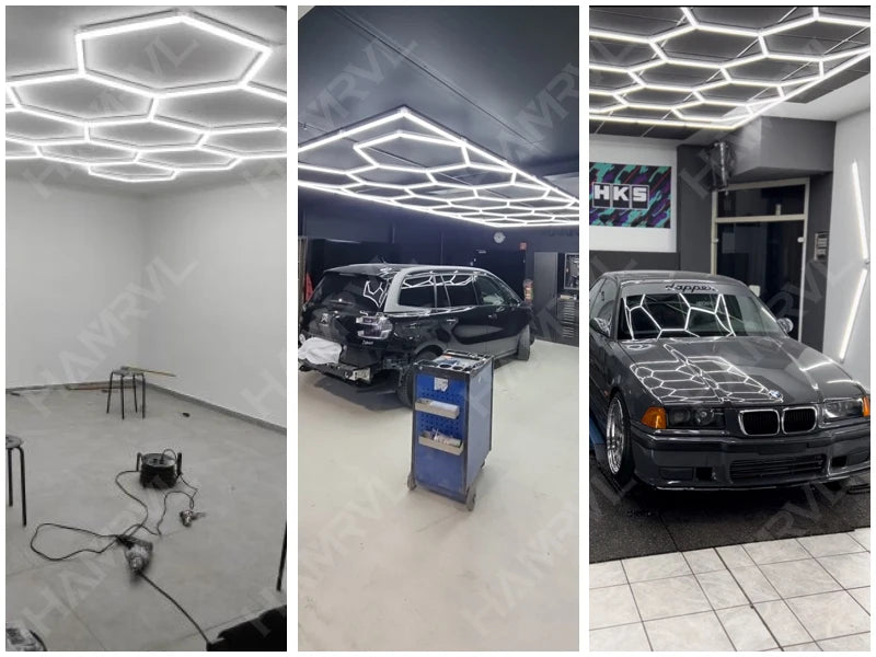 Garage Light Hexagon Lights lamp 110V-240V Led Tube Honeycomb Ceiling Lighting For Auto Car Body Repair Led Workshop Cutomized