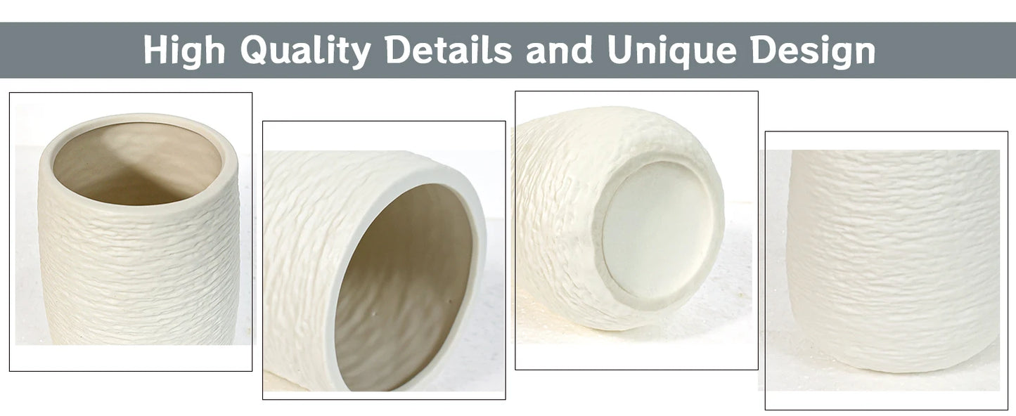 White Stoneware Ceramic Vase Set Decorative Vase Desktop Decoration Indoor Home Decor for Living room Desktop Shelf gift for Mom