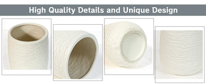 White Stoneware Ceramic Vase Set Decorative Vase Desktop Decoration Indoor Home Decor for Living room Desktop Shelf gift for Mom