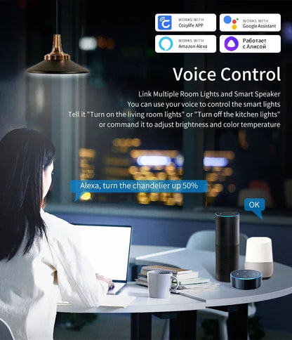 Cozylife WiFi Smart LED E14 Light Bulb RGB Bulb 5/7/9W Candle Light APP Link Alexa Google Assistant Voice On/Off Indoor Lighting
