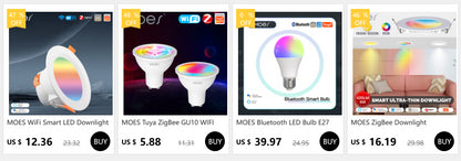MOES Tuya ZigBee GU10 WIFI Smart LED Bulbs RGB C+W White Dimmable Lamps Smart Life APP Control Light Bulbs Voice Alexa/Google