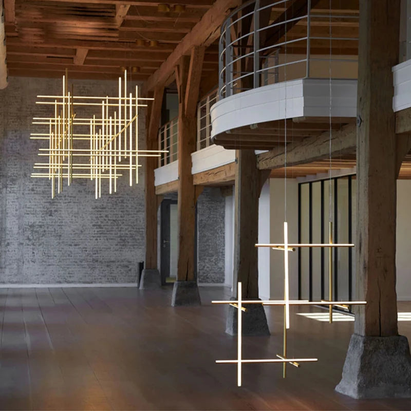 Modern Linear LED Ceiling Chandelier  Italy Designer Suspended Hanging Lamp For Hotel Decoration Dinning Room Chandelier