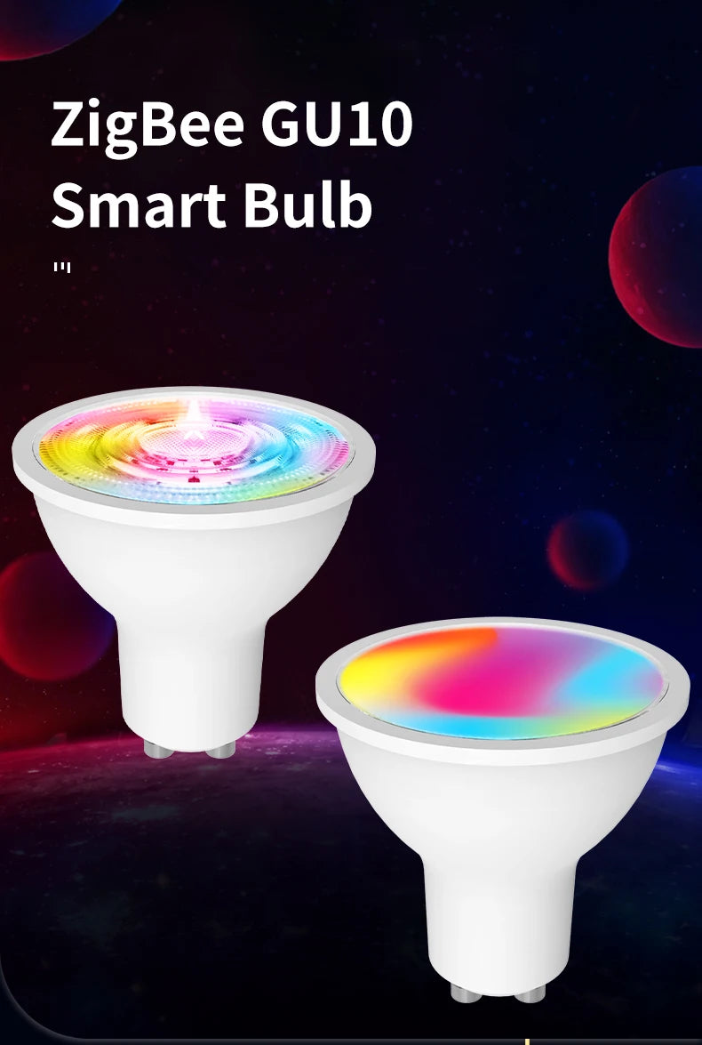 MOES Tuya ZigBee GU10 WIFI Smart LED Bulbs RGB C+W White Dimmable Lamps Smart Life APP Control Light Bulbs Voice Alexa/Google