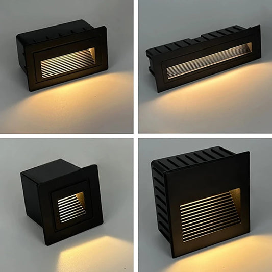 3W 6W LED Indoor Outdoor Recessed Stair Light Step Lamp Path Lights Waterproof Embedded Wall Lamp Wall Corner Underground Lamp
