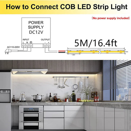 COB LED Strip Light DC 12V/24V Diode String Decoration Living Room indoor Background Night Light Flexible Decor Lighting Lamp