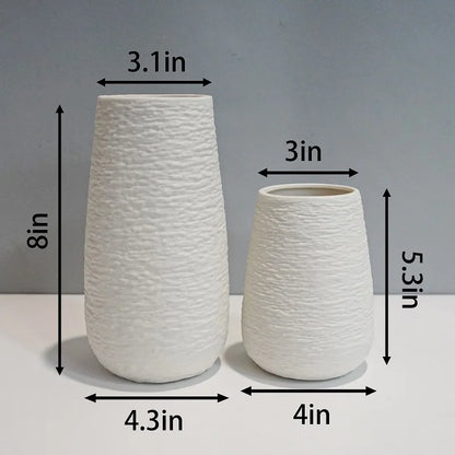 White Stoneware Ceramic Vase Set Decorative Vase Desktop Decoration Indoor Home Decor for Living room Desktop Shelf gift for Mom
