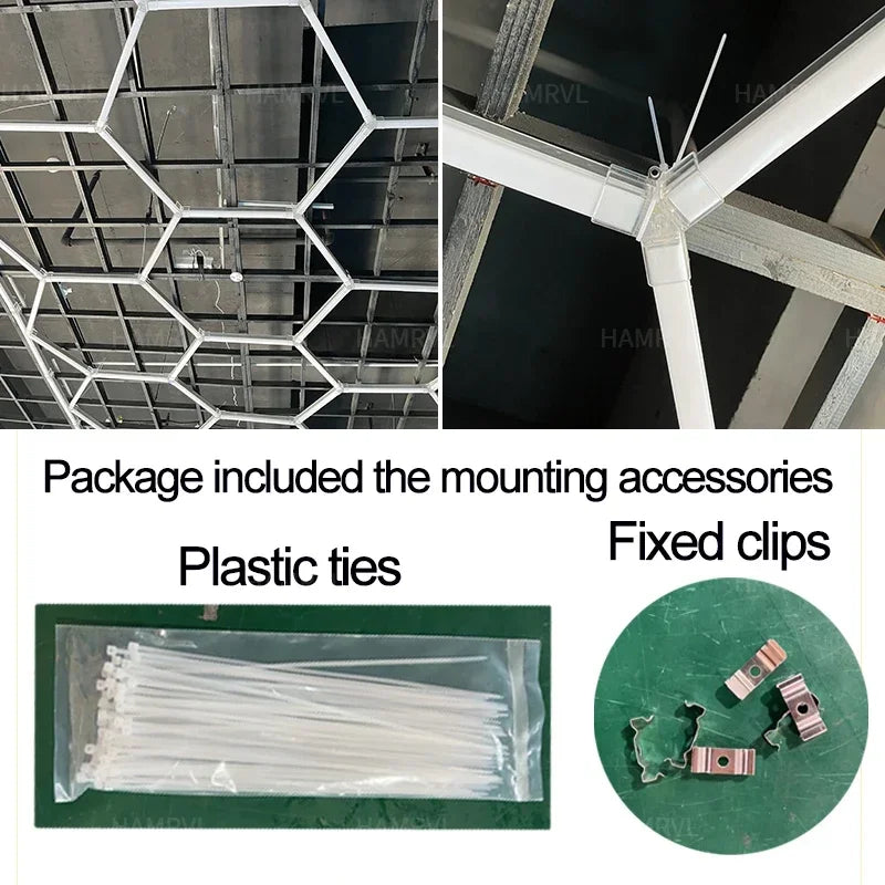 Garage Light Hexagon Lights lamp 110V-240V Led Tube Honeycomb Ceiling Lighting For Auto Car Body Repair Led Workshop Cutomized